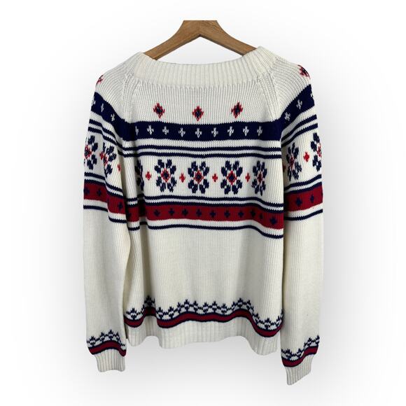 JC Penny Vintage Womens size Large Fair Isle Snowflake Print Knit Sweater - Picture 1 of 9